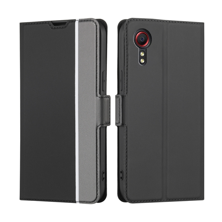 

For Samsung Galaxy Xcover 5 Twill Texture Side Button Leather Phone Case(Black)