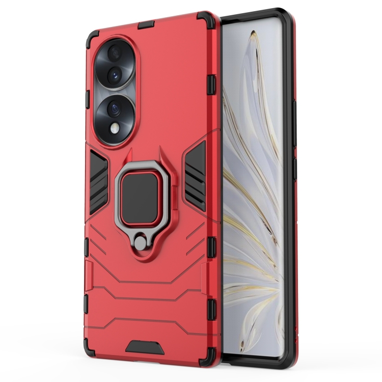 

For Honor 70 5G Shockproof PC + TPU Phone Case with Magnetic Ring Holder(Red)