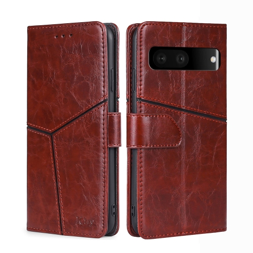 

For Google Pixel 7 5G Geometric Stitching Horizontal Flip TPU + PU Leather Phone Case(Dark Brown)