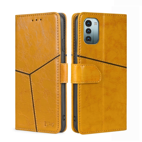 

For Nokia G21/G11 Geometric Stitching Horizontal Flip TPU + PU Leather Phone Case(Yellow)