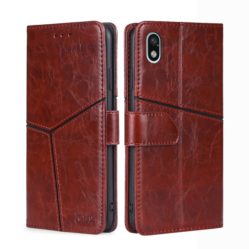 

For Sony Xperia Ace III Geometric Stitching Horizontal Flip TPU + PU Leather Phone Case(Dark Brown)