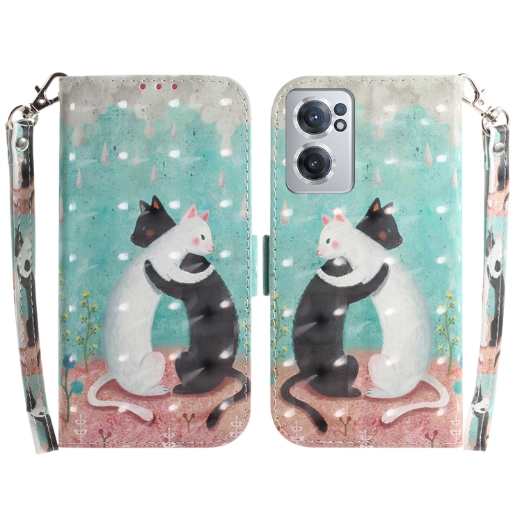 

For OnePlus Nord CE 2 5G 3D Colored Horizontal Flip Leather Phone Case(Black White Cat)