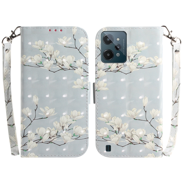 

For OPPO Realme C31 3D Colored Horizontal Flip Leather Phone Case(Magnolia)