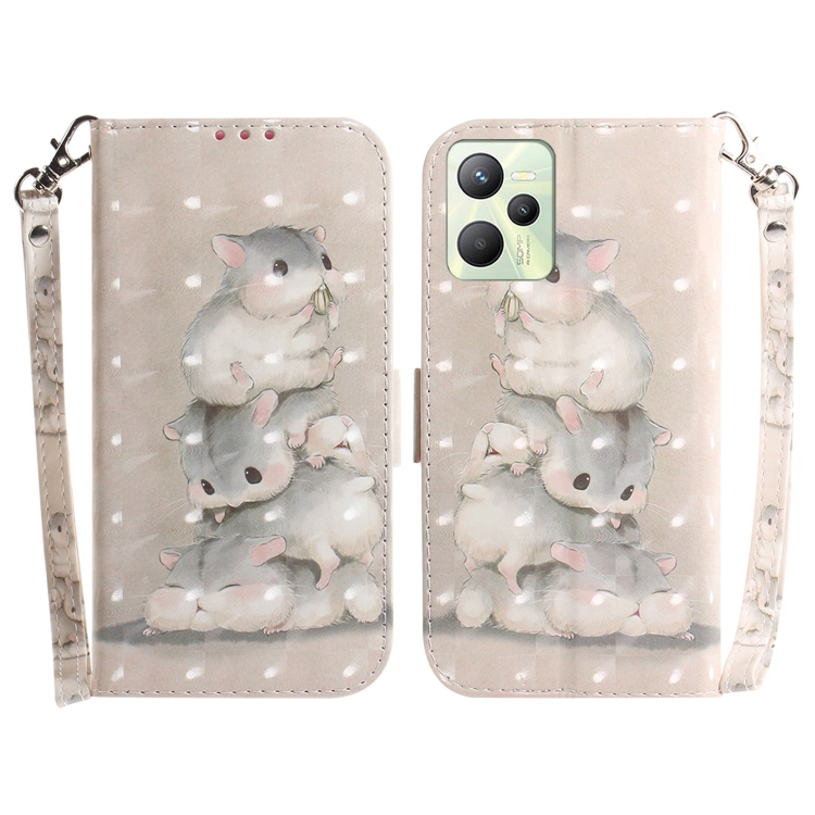 

For OPPO Realme C35 3D Colored Horizontal Flip Leather Phone Case(Squirrels)