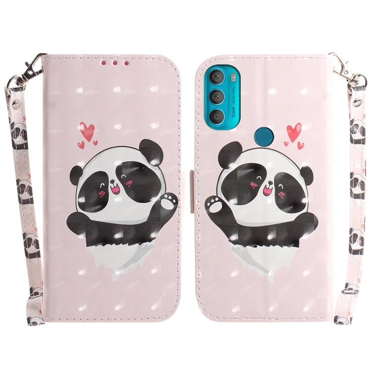 

For Motorola Moto G71 3D Colored Horizontal Flip Leather Phone Case(Heart Panda)