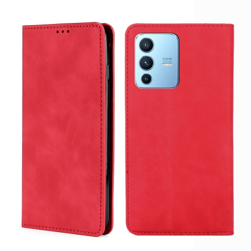 

For vivo S12 Pro 5G / V23 Pro Skin Feel Magnetic Horizontal Flip Leather Phone Case(Red)