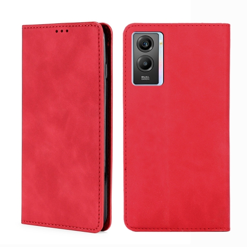 

For vivo Y55s 5G Skin Feel Magnetic Horizontal Flip Leather Phone Case(Red)