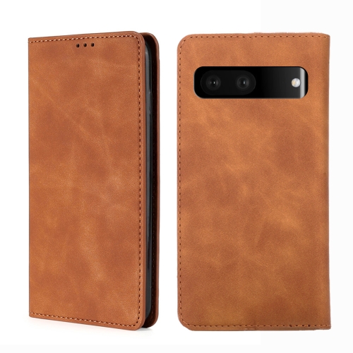 

For Google Pixel 7 5G Skin Feel Magnetic Horizontal Flip Leather Phone Case(Light Brown)