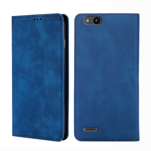 

For ZTE Tempo X / Vantage Z839 / N9137 Skin Feel Magnetic Flip Leather Phone Case(Blue)