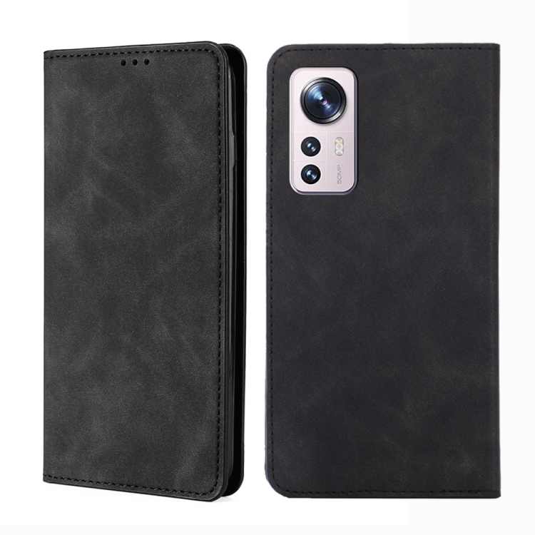

For Xiaomi 12 Pro Skin Feel Magnetic Flip Leather Phone Case(Black)