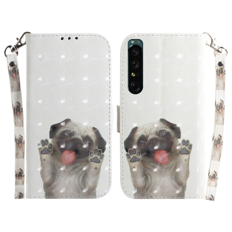 

For Sony Xperia 1 IV 3D Colored Horizontal Flip Leather Phone Case(Pug)