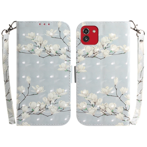 

For Samsung Galaxy A03 164mm 3D Colored Horizontal Flip Leather Phone Case(Magnolia)