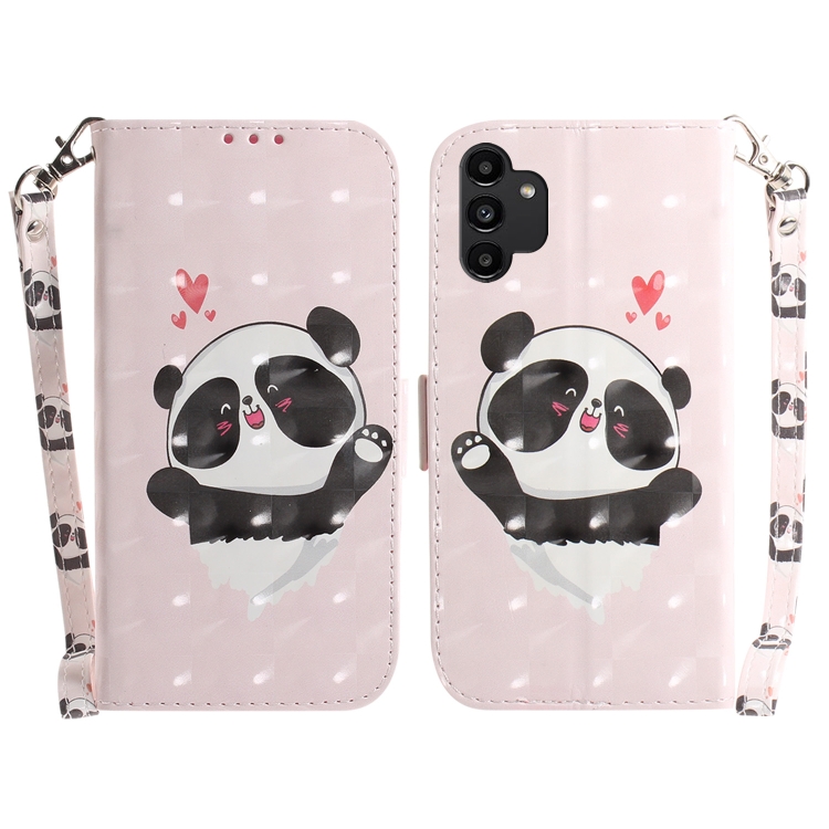 

For Samsung Galaxy A13 4G 3D Colored Horizontal Flip Leather Phone Case(Heart Panda)