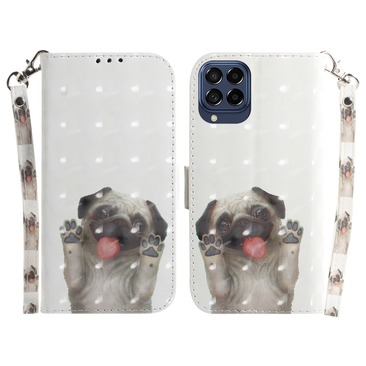 

For Samsung Galaxy M33 5G 3D Colored Horizontal Flip Leather Phone Case(Pug)