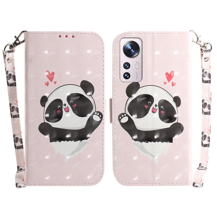 

For Xiaomi 12 Pro 3D Colored Horizontal Flip Leather Phone Case(Heart Panda)