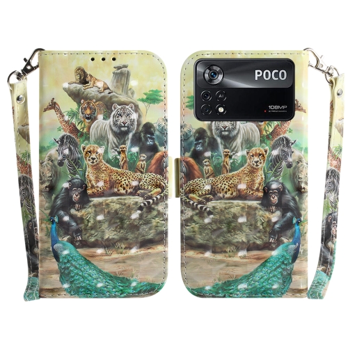 

For Xiaomi Poco X4 Pro 5G 3D Colored Horizontal Flip Leather Phone Case(Zoo)