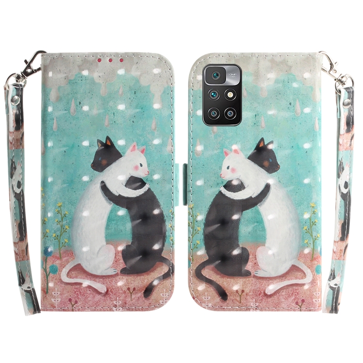 

For Xiaomi Redmi 10 / 10 Prime 3D Colored Horizontal Flip Leather Phone Case(Black White Cat)