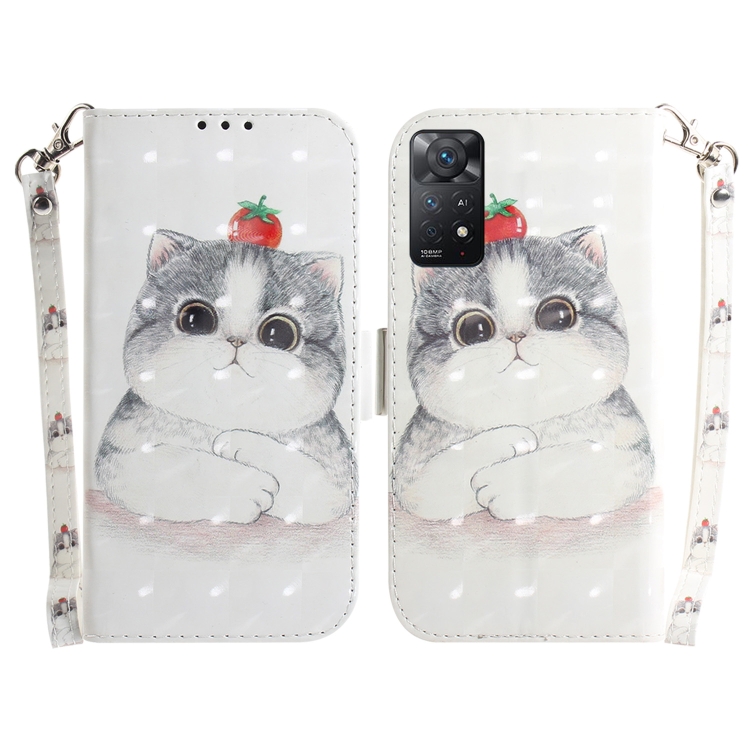 

For Xiaomi Redmi Note 11 Pro 5G / 4G Foreign 3D Colored Horizontal Flip Leather Phone Case(Cute Cat)