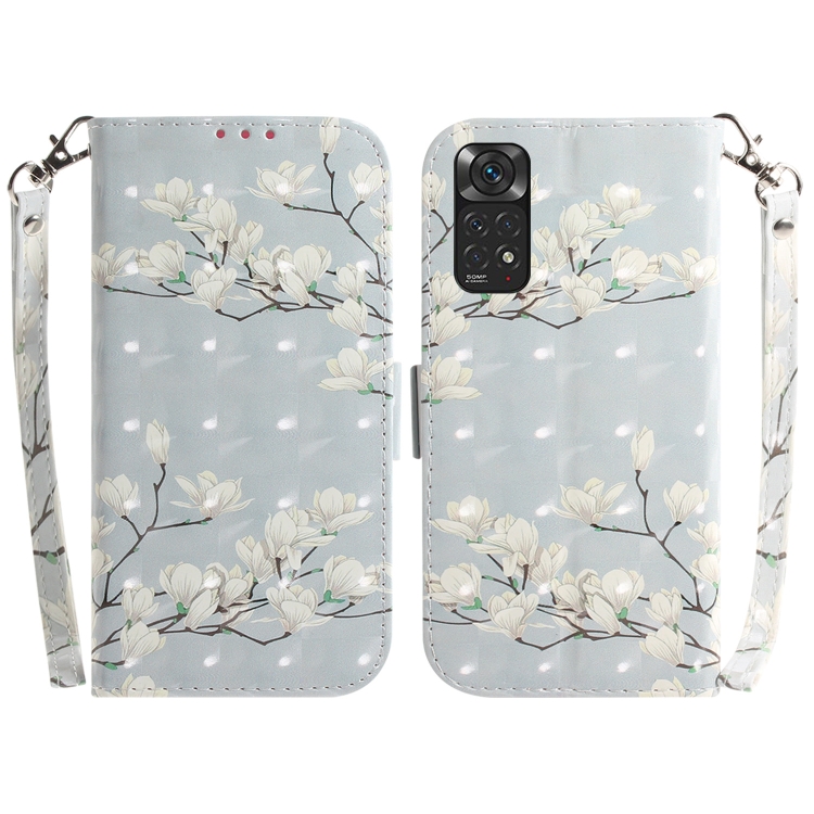 

For Xiaomi Redmi Note 11 Foreign 3D Colored Horizontal Flip Leather Phone Case(Magnolia)