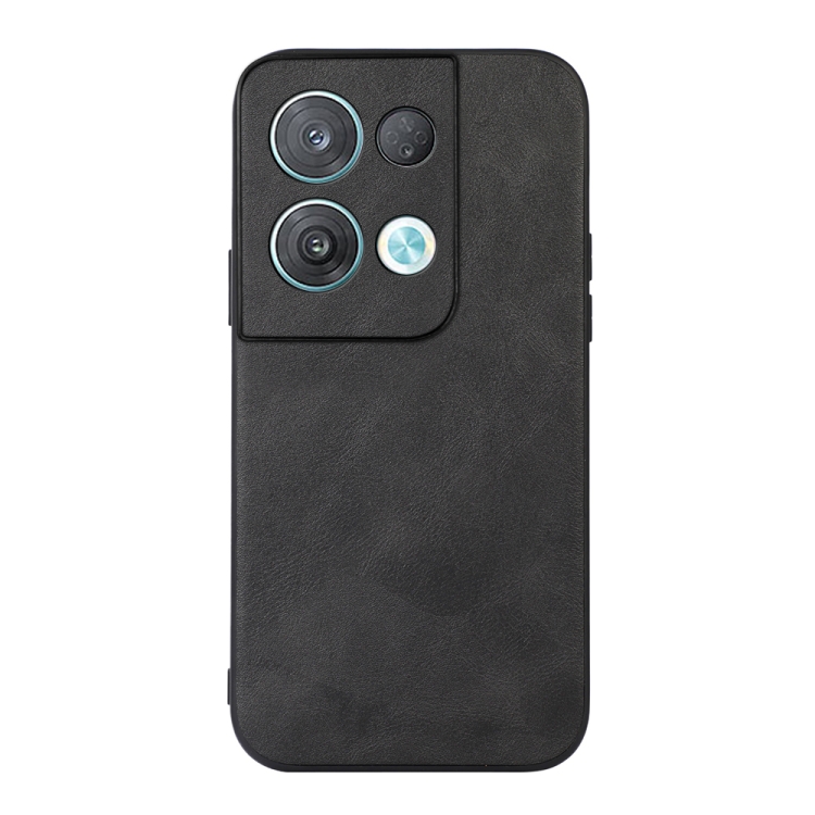 

For OPPO Reno8 Cowhide Texture PU Phone Case(Black)