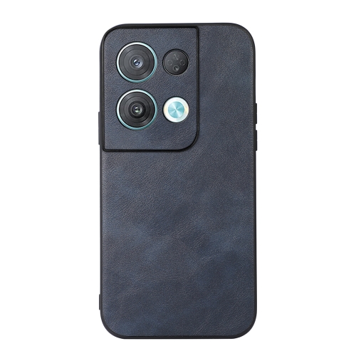 

For OPPO Reno8 Cowhide Texture PU Phone Case(Blue)