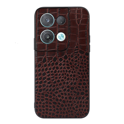 

For OPPO Reno8 Pro+ Crocodile Top Layer Cowhide Leather Phone Case(Coffee)