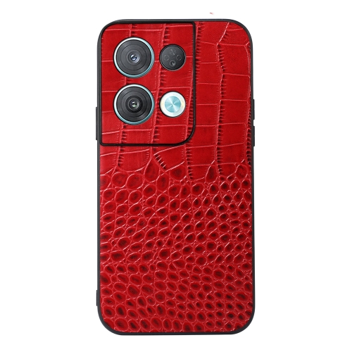 

For OPPO Reno8 Pro Crocodile Top Layer Cowhide Leather Phone Case(Red)