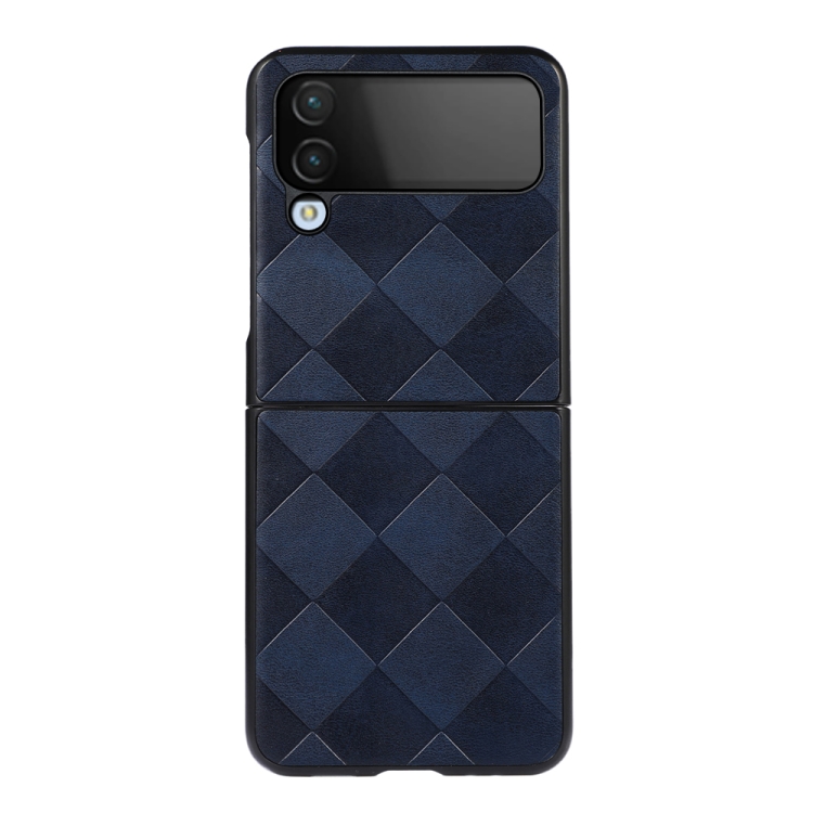 

For Samsung Galaxy Z Flip4 Weave Plaid PU Phone Case(Blue)