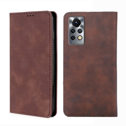 

For Infinix Hot 11S-X6812 Skin Feel Magnetic Horizontal Flip Leather Phone Case(Dark Brown)