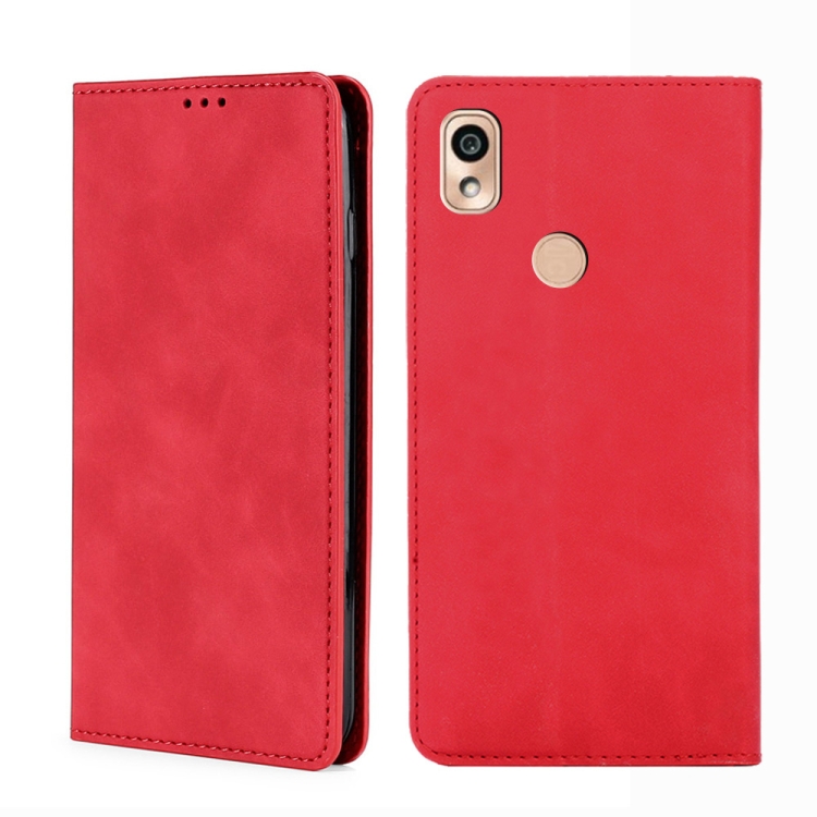 

For Kyocera KY-51B Skin Feel Magnetic Horizontal Flip Leather Phone Case(Red)