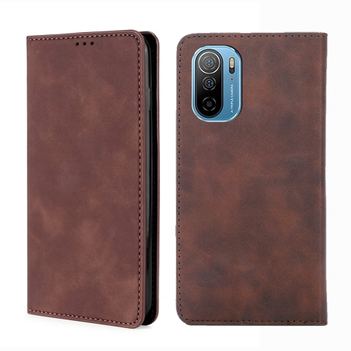 

For Ulefone Note 13P Skin Feel Magnetic Horizontal Flip Leather Phone Case(Dark Brown)