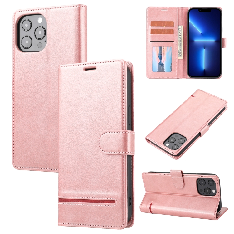 

Classic Wallet Flip Leather Phone Case For iPhone 13 Pro(Pink)