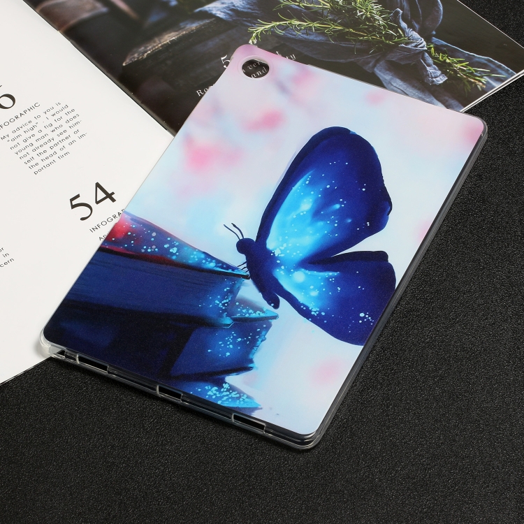 

For Lenovo M10 Plus Painted TPU Tablet Case(Blue Butterfly)