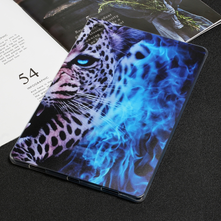 

For Lenovo Pad Pro Painted TPU Tablet Case(Blue Leopard)