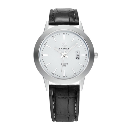 

YAZOLE 296 Calendar Waterproof Luminous Quartz Watch(White+Black)