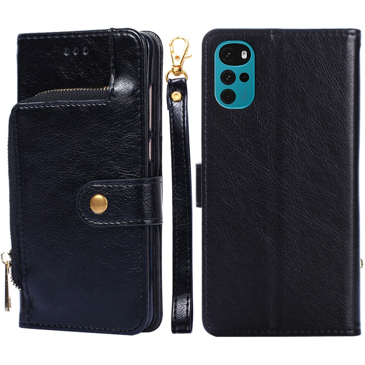 

For Motorola Moto G22 Zipper Bag Leather Phone Case(Black)
