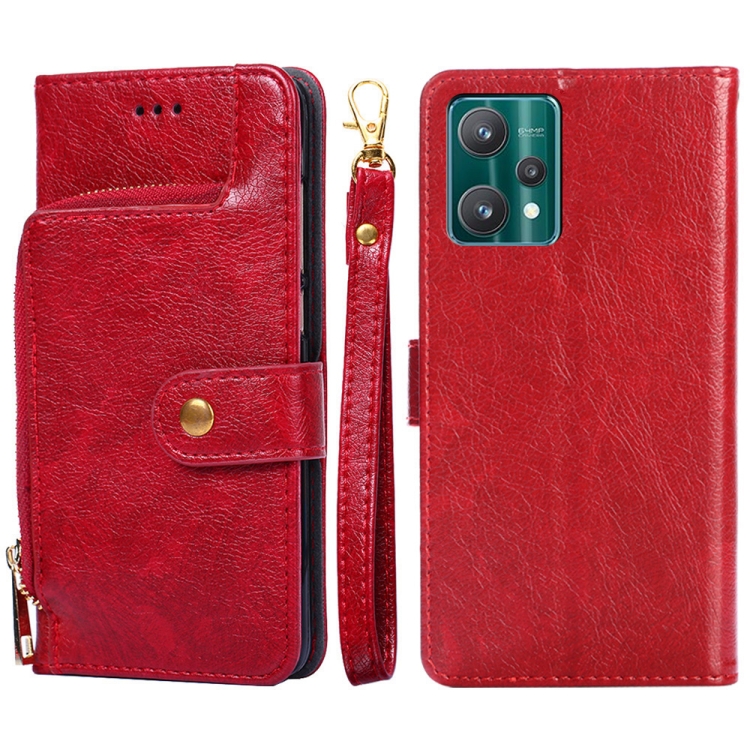 

For OPPO Realme 9 Pro Zipper Bag Leather Phone Case(Red)
