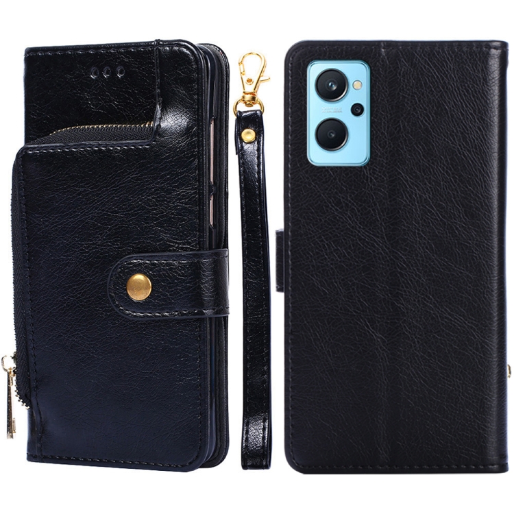 

For OPPO Realme 9i Zipper Bag Leather Phone Case(Black)