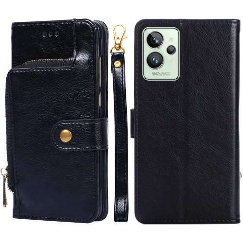 

For OPPO Realme GT2 Pro Zipper Bag Leather Phone Case(Black)