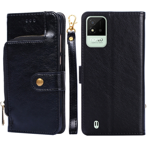 

For OPPO Realme Narzo 50i Zipper Bag Leather Phone Case(Black)