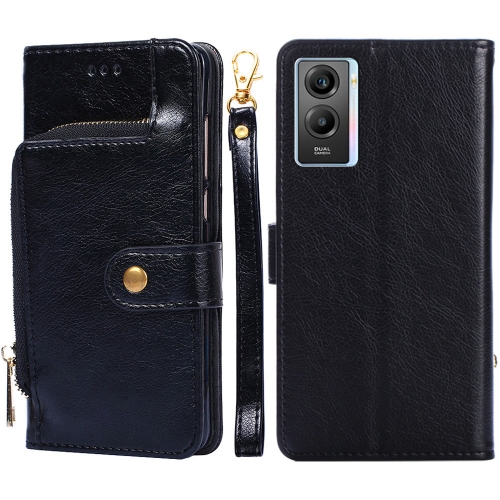 

For vivo Y55s 5G Zipper Bag Leather Phone Case(Black)