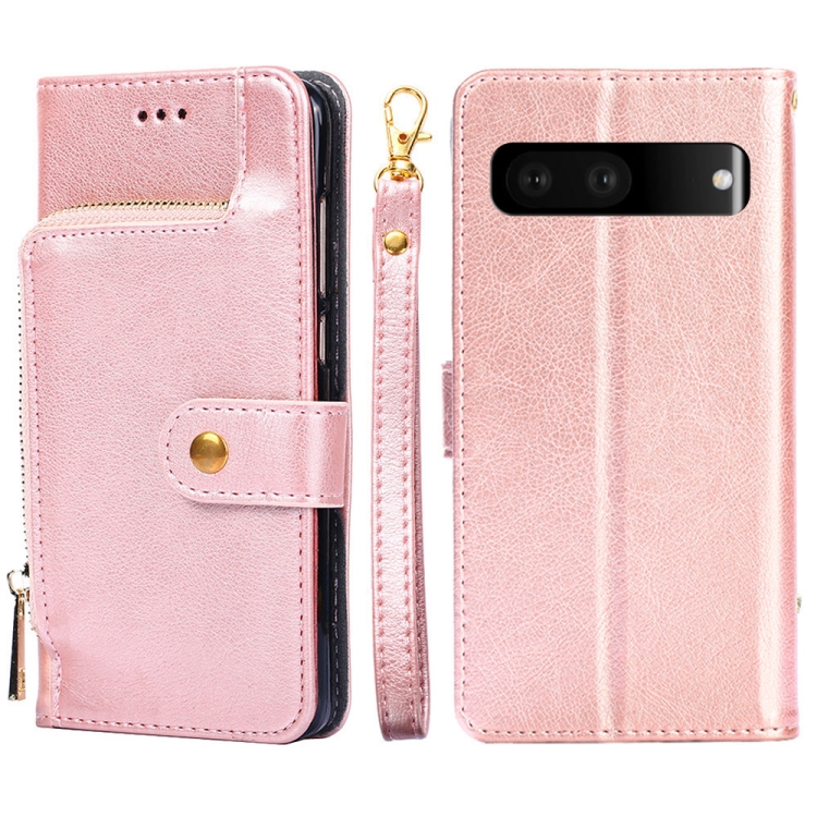 

For Google Pixel 7 5G Zipper Bag Leather Phone Case(Rose Gold)