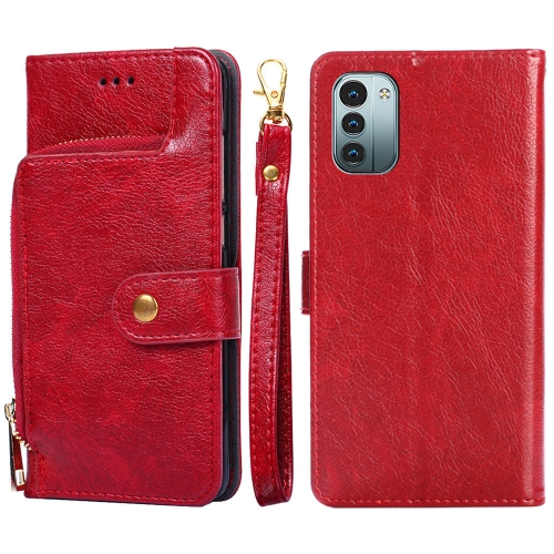 

For Nokia G21/G11 Zipper Bag Leather Phone Case(Red)