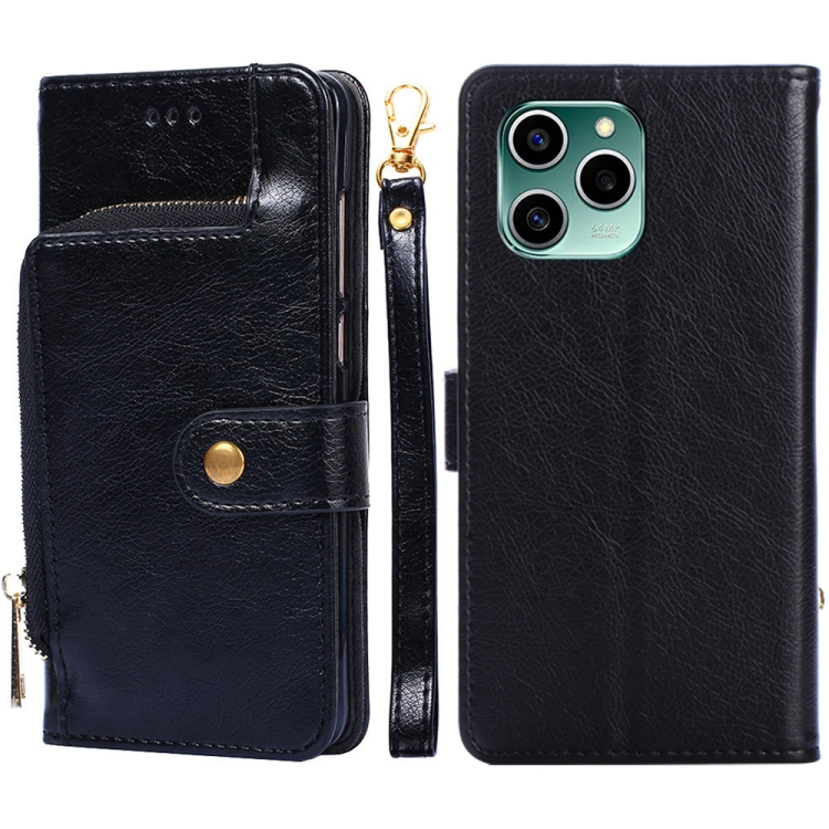 

For Honor 60 SE Zipper Bag Leather Phone Case(Black)