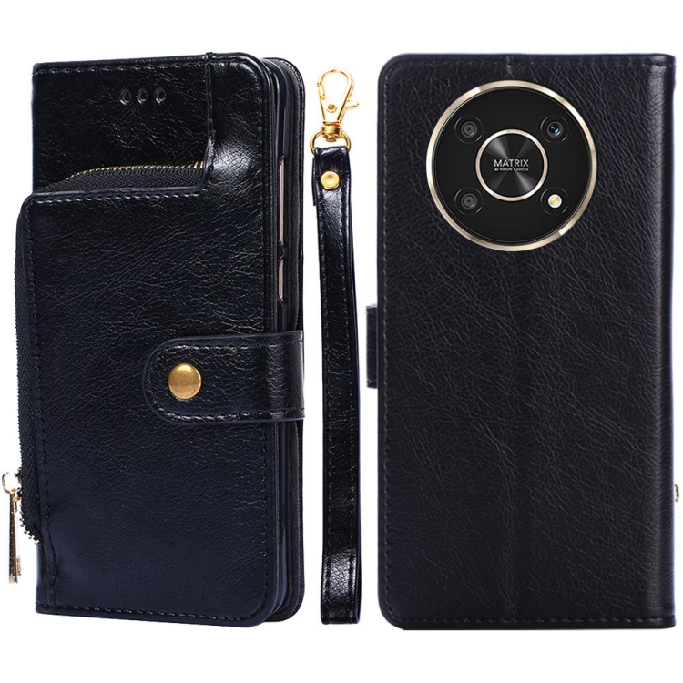 

For Honor X30 Zipper Bag Leather Phone Case(Black)