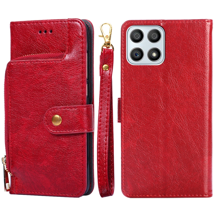 

For Honor X30i Zipper Bag Leather Phone Case(Red)