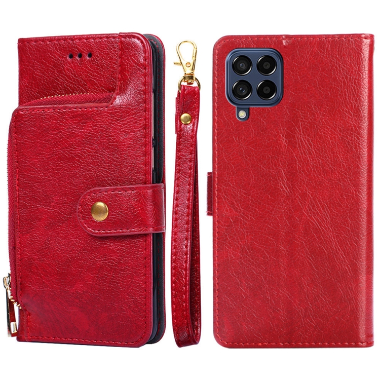 

For Samsung Galaxy M53 5G Zipper Bag Leather Phone Case(Red)