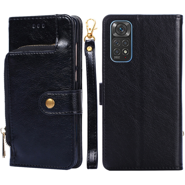 

For Xiaomi Redmi Note 11 Global/Redmi Note 11S Zipper Bag Leather Phone Case(Black)
