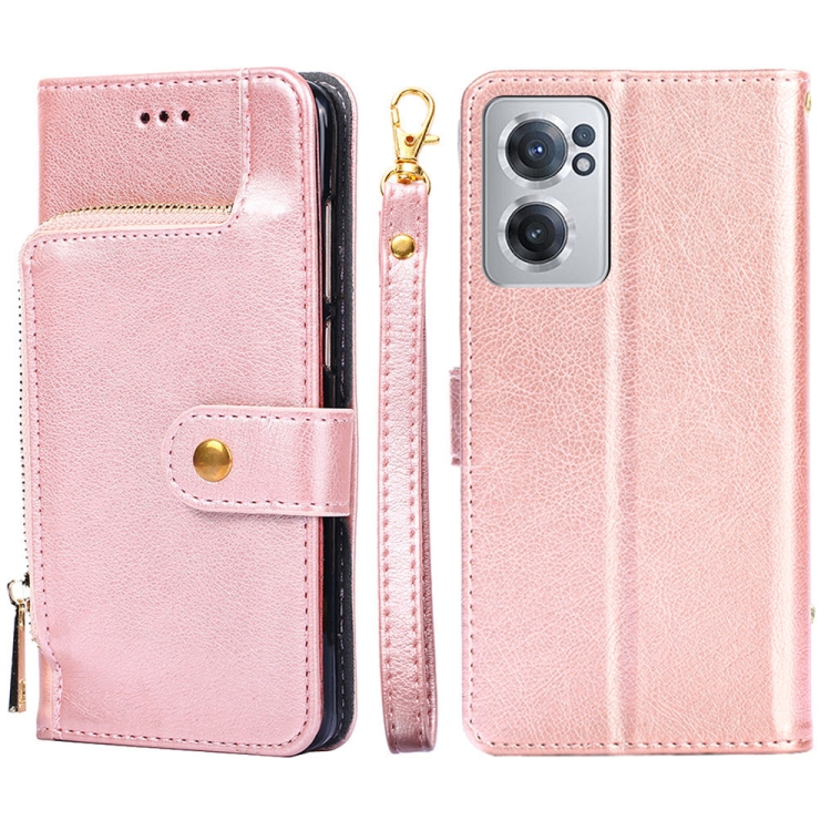 

For OnePlus Nord CE 2 5G Zipper Bag Leather Phone Case(Rose Gold)