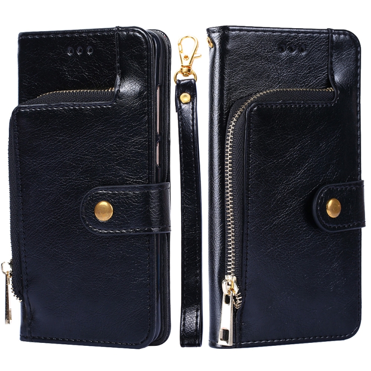 

For ZTE Tempo X Zipper Bag Leather Phone Case(Black)